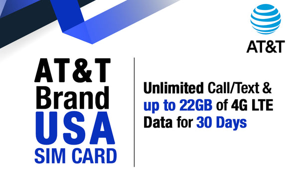 AT&T Preloaded SIM USA only with Unlimited 4G LTE Data 30 days