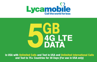 Lycamobile $29 Plan Preloaded SIM with 5GB 4G LTE 30 days