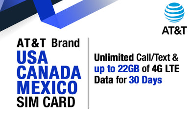 AT&T Preloaded SIM USA Canada Mexico with Unlimited 4G LTE Data 30 days